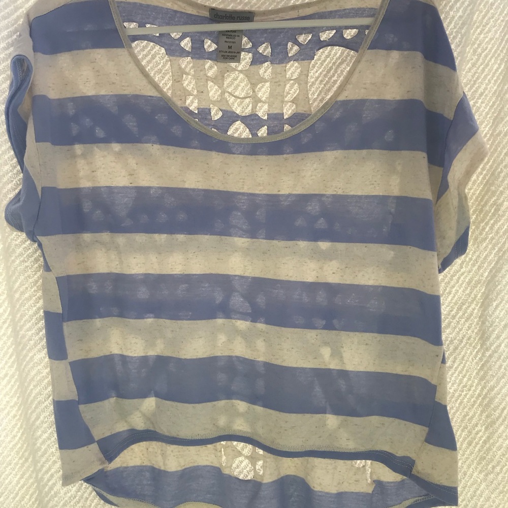 Purple and Off-White Striped t-shirt with Cut-Outs